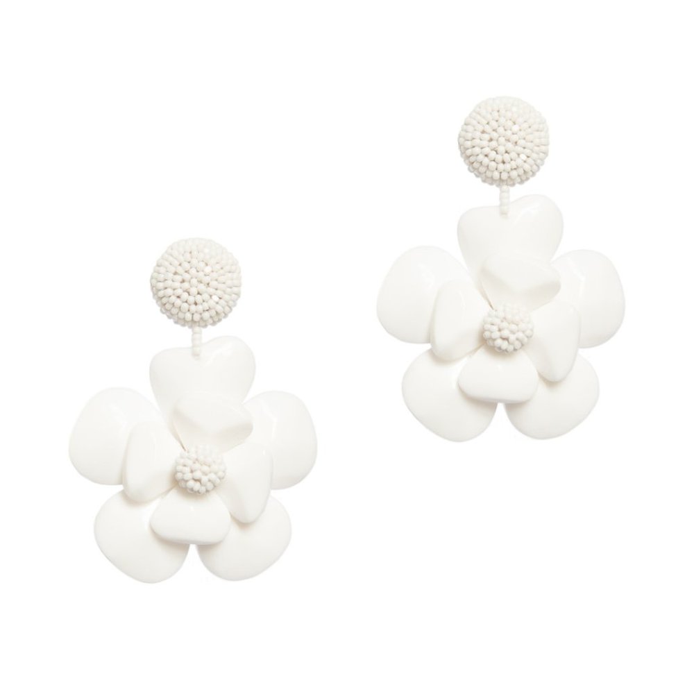 Sachin & Babi White Plastic Flower Earrings EUC - Picture 11 of 11